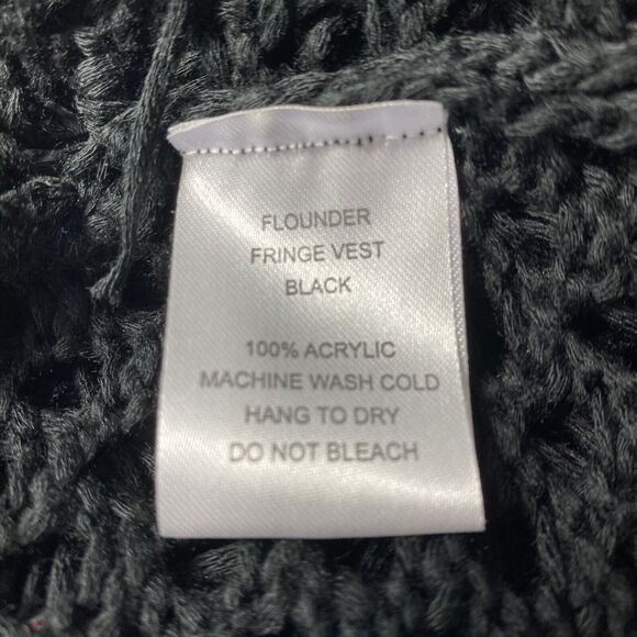 PqLA Clothing Flounder Y2K Crochet Fringe Cardigan Vest Women L Black Whimsigoth - Picture 7 of 7